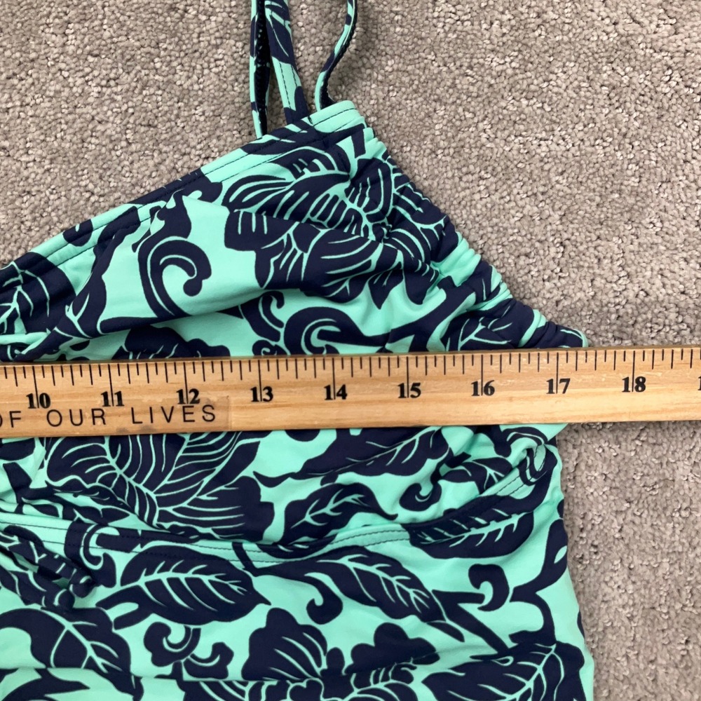 Lands' End Tankini Top Women 16 Mint Green Floral Underwire Ruched - Picture 4 of 10